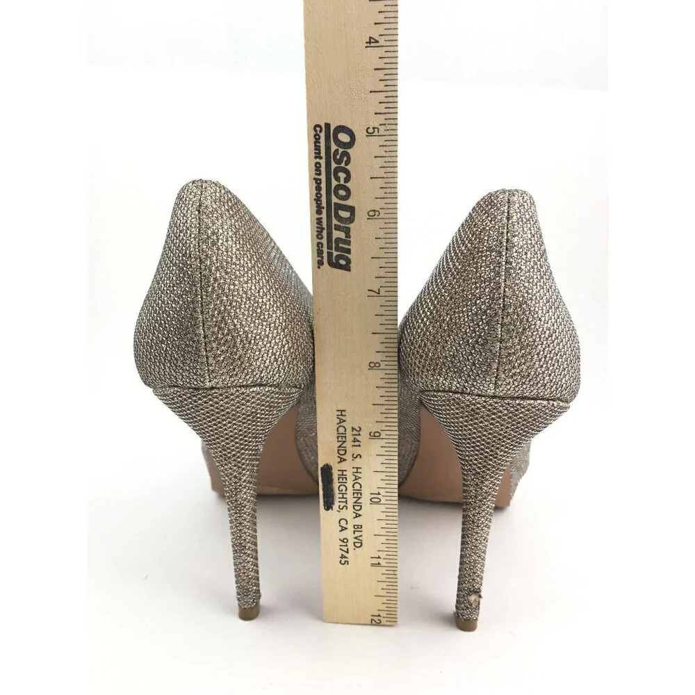 Nine West Gold Metallic Peep Toe Heels Size 7M